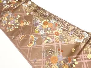 襷に蝶・花々模様織出し袋帯